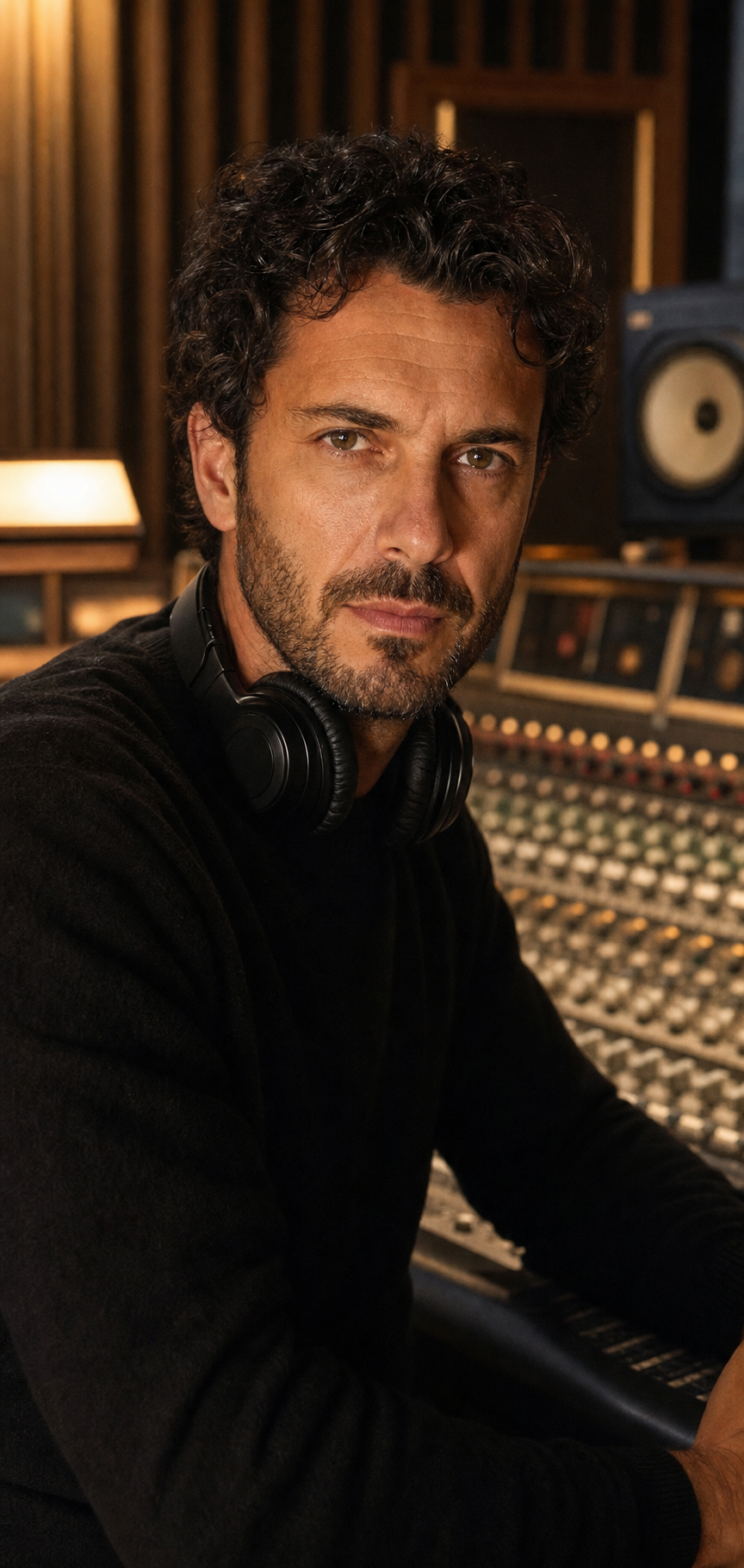 Dario Serra, fondatore di Riverbero, in sala regia